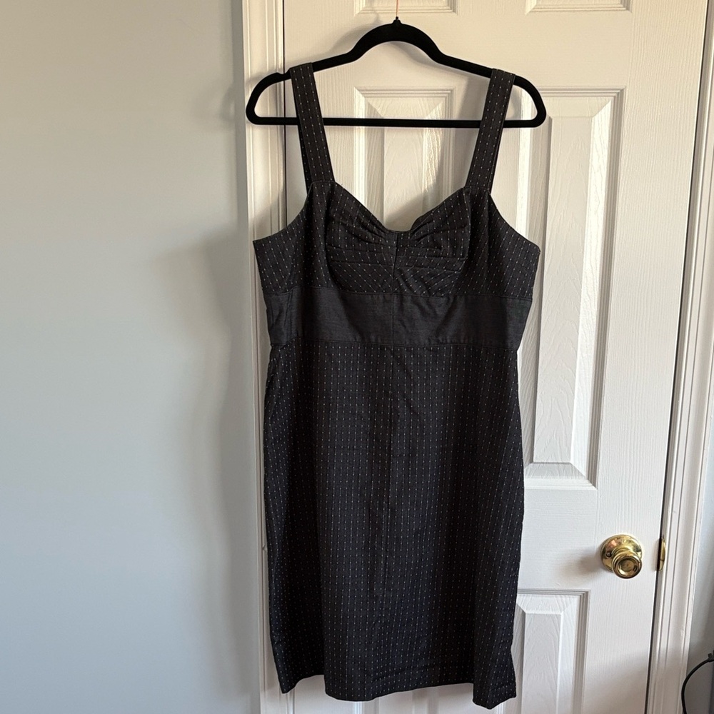 Harve Benard Black Sleeveless Waist Defined Ruched Polka Dot Dress Size 12